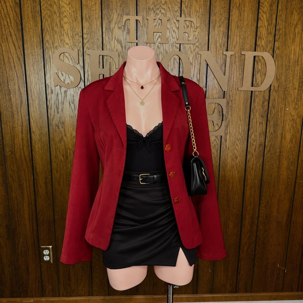 Red Blazer Jacket Metrostyle Size 12 Y2K Preppy Dark Femme Retro Office Siren